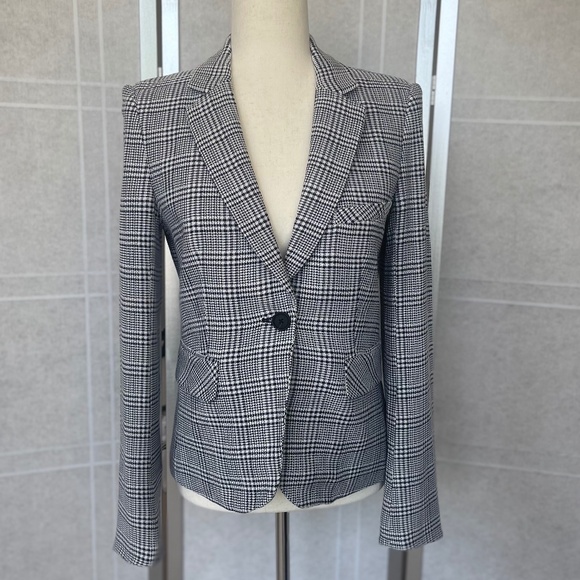 Veronica Beard White/Navy Plaid Leo Schoolboy Dickey Jacket sz 4